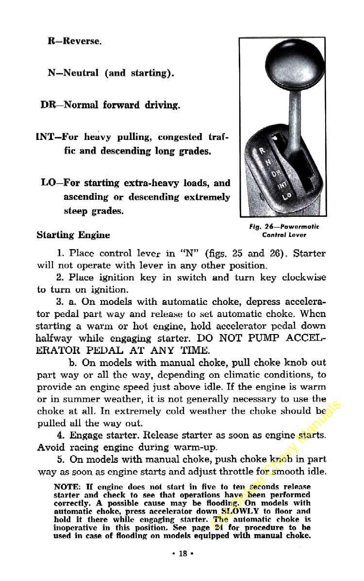 1957 Chevrolet Trucks Operators Manual Page 20
